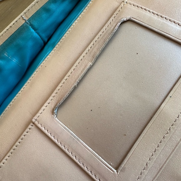 Rare Vintage Fendi Zucca FF Logo Leather & Canvas Continental Wallet Teal - Picture 10 of 11